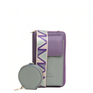 Bolso portamóvil morado y gris