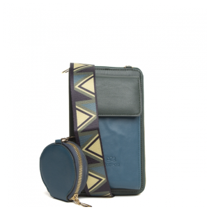 Bolso portamóvil azul y negro