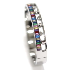 Anillo de plata con cristales de colores