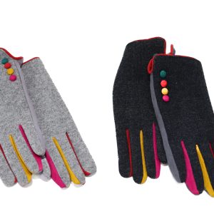Guantes grises con colores vivos