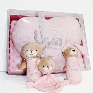 Set regalo bebé con manta y peluches